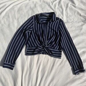 Papaya Navy and White Striped Button Down Shirt